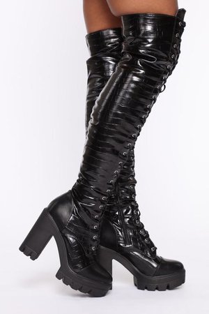 Not In The Same Lane Boots - Black Snake, Shoes | Fashion Nova