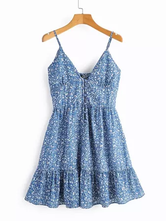 Cami summer dress with floral pattern and ruffles | SHEIN