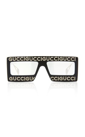 Logo-Embellished Acetate Square-Frame Sunglasses by Gucci | Moda Operandi