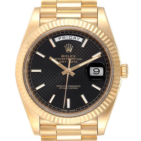 Rolex President Day-Date 40 Black Dial Yellow Gold Watch 228238 Box Card | SwissWatchExpo