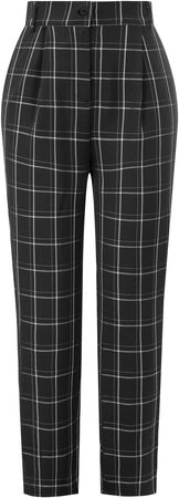 GRACE KARIN Women Casual Plaid Pants with Pockets Elastic Waist Pants at Amazon Women’s Clothing store