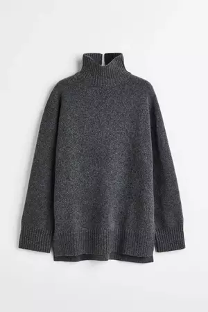 Oversized Turtleneck Sweater - Dark gray - Ladies | H&M US