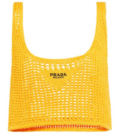 Prada - Logo crocheted cotton cropped top | Mytheresa