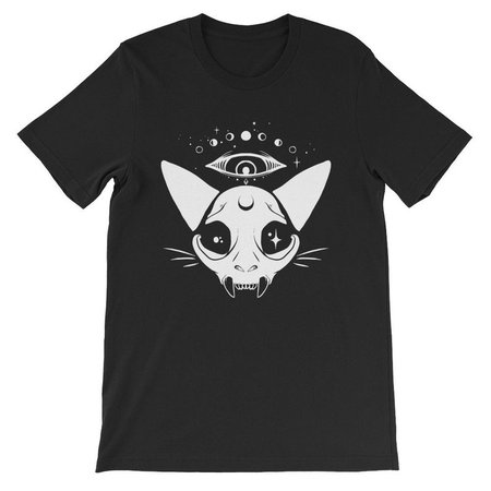 Cat Skull Third Eye T-Shirt Goth Grunge Aesthetic Graphic Tee | Etsy
