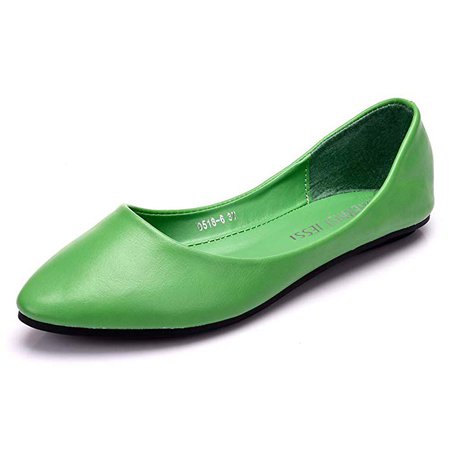 Amazon.com | Women's Pointed Toe Ballet Flat Cute Casual Comfort Shoes Green 41 - US 9 | Flats
