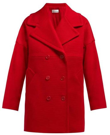 Double Breasted Cotton Blend Coat - Womens - Red
