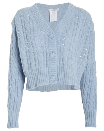 Crystal-Embellished Cable Knit Cardigan