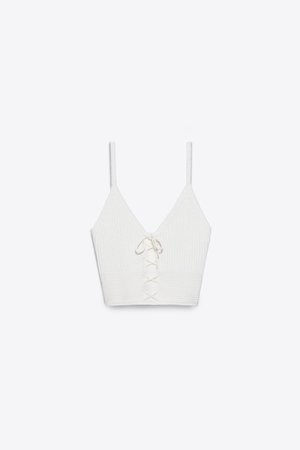 LACED KNIT TOP | ZARA United States white