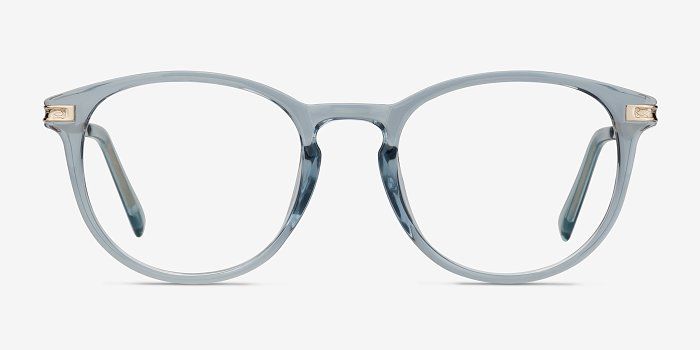 Daphne - Round Clear Blue Frame Glasses | EyeBuyDirect