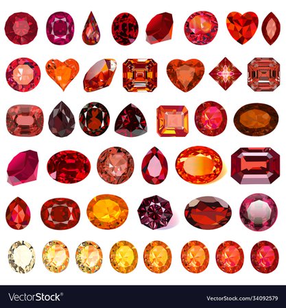 Set gemstones red and yellow shades of Royalty Free Vector