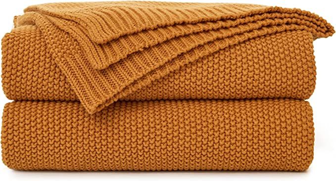 Amazon.com: Longhui bedding Mustard Yellow Cotton Cable Knit Throw Blanket for Couch Sofa Bed, Home Decorative Lightweight Knitted Blankets with Bonus Laundering Bag, 60“ x 80”, Machine Washable : Home & Kitchen