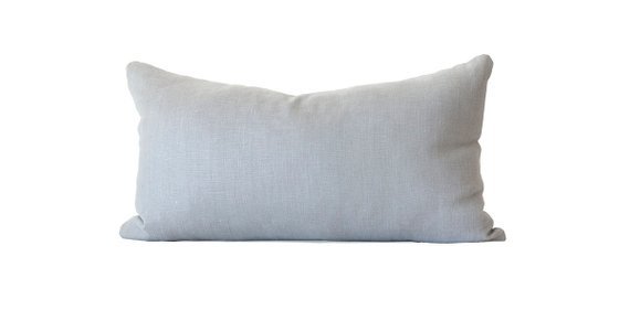 Light gray lumbar pillow cover cadet gray linen pillow cover | Etsy