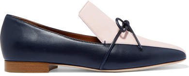 Roksanda Celia Bow-detailed Two-tone Leather Loafers - Navy