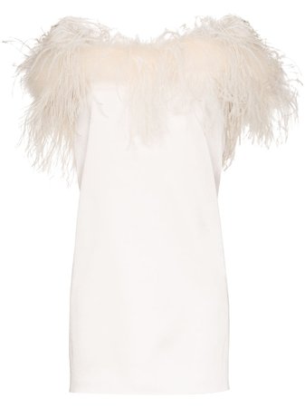 Saint Laurent silk feather-trimmed mini dress - FARFETCH