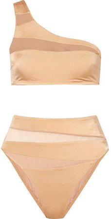 Oriana Gabriella Mesh-trimmed Bikini - Gold