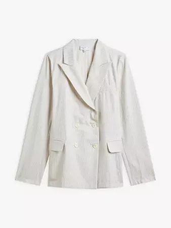 beige cotton double-breasted striped jacket | agnès b.