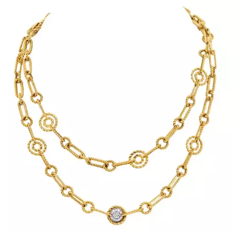 Roberto Coin 18k Yellow Gold Twisted Rope Link Chain Necklace For Sale at 1stDibs