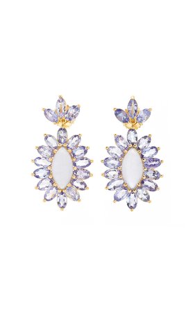 Jamie Wolf 18K Yellow Gold Marquis Shaped Tanzanite And Blue Chalcedony Earring