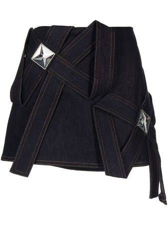 AREA rhinestone-embellished Denim Mini Skirt - Farfetch