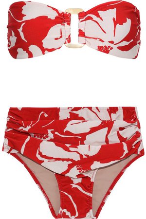 Embellished printed bandeau bikini | ADRIANA DEGREAS | Sale up to 70% off | THE OUTNET