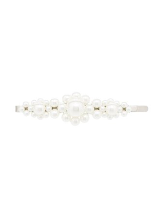 White Simone Rocha large floral faux pearl-embellished hair clip - Farfetch