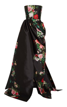 Alex Strapless Floral Draped Satin Gown by Alex Perry | Moda Operandi