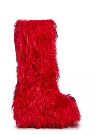 Liquid Rhythm Faux Fur Boots - Red – Dolls Kill
