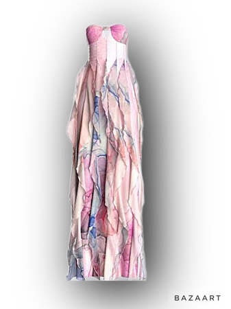 Aurora Abstract Print Gown pastel strapless dress