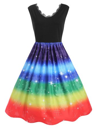 DressLily.com: Photo Gallery - Christmas Rainbow Sleeveless Plus Size Dress