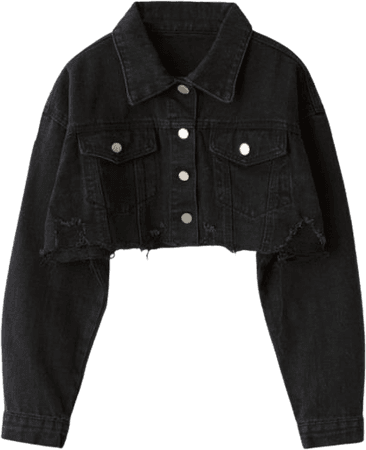 Crop Black Denim Jacket
