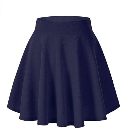 Afibi Girls Casual Mini Stretch Waist Flared Plain Pleated Skater Skirt (Small, Navy Blue) at Amazon Women’s Clothing store