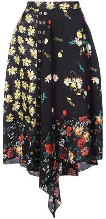 Asymmetrical Mixed Print Skirt