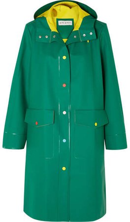 Hooded Rubber Raincoat - Emerald