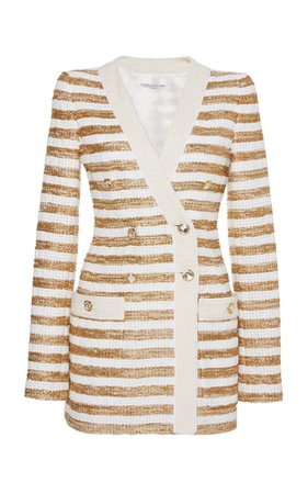 Alessandra Rich Striped Tweed Double-Breasted Jacket