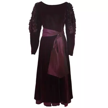 Louis Feraud Vintage Circa 80's Velvet Dress For Sale at 1stDibs | 80s velvet dress, velvet 80s dress, circa 80s