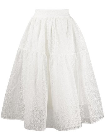 Shop white Shrimps Ray flared embroidered skirt with Express Delivery - Farfetch