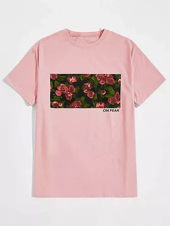 Guys Letter Flower Graphic Tee | ROMWE USA