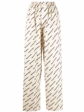 Balenciaga Typo logo-print wide-leg Trousers - Farfetch