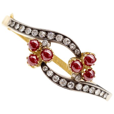 French Ruby Diamond 18 Karat Gold Bracelet For Sale at 1stDibs