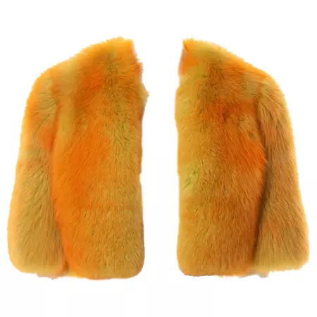 Dolce and Gabbana two-tone orange and lime fox fur cropped jacket, fw 1999 For Sale at 1stDibs | orange fur shawl