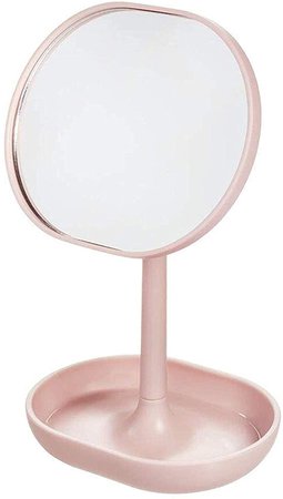 Amazon.com: iDesign Cade Plastic Round Vanity, Standing Makeup Mirror and Accessory Tray for Countertop, Bathroom, Bedroom, Desk, Dorm, Blush: Home & Kitchen
