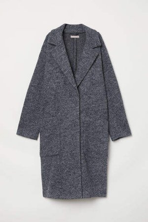 H&M+ Knit Wool-blend Coat - Blue