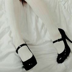 knee socks white long knee high heels black aesthetic aes | Socks and heels, Sock outfits, Over knee socks