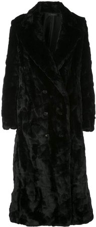 faux fur double-breasted coat