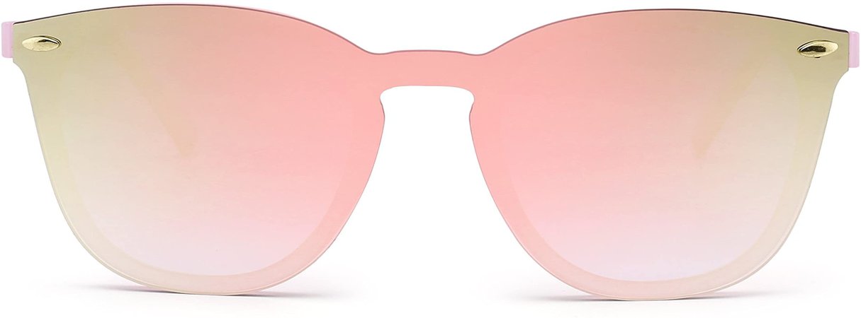 JIM HALO Trendy Rimless Sunglasses Mirror Reflective Sun Glasses for Women Men (Pink/Mirror Pink) at Amazon Women’s Clothing store