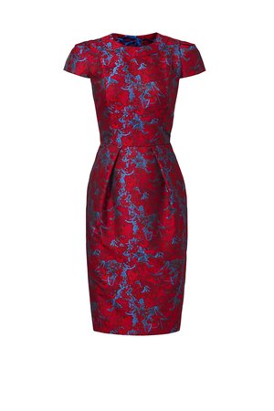 Cranberry Jacquard Dress by Carmen Marc Valvo for $149 | Rent the Runway