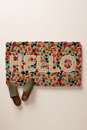 Floral Greeting Doormat | Anthropologie