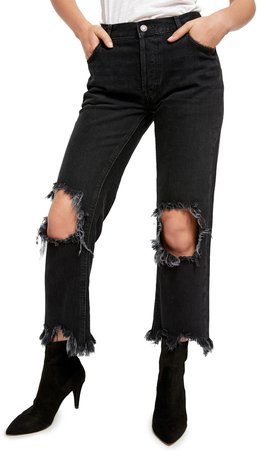 Maggie Distressed Straight Leg Jeans