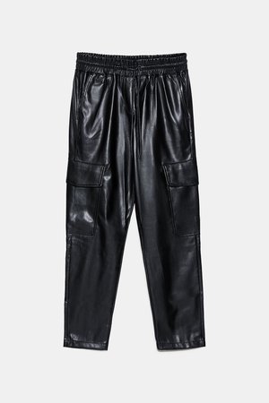 FAUX LEATHER CARGO PANTS - NEW IN-WOMAN | ZARA United States black