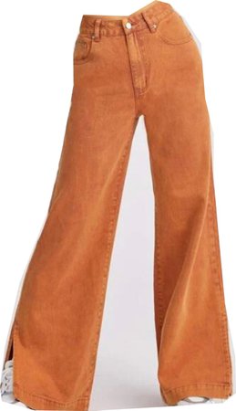 orange baggy pants side split velvet bottoms